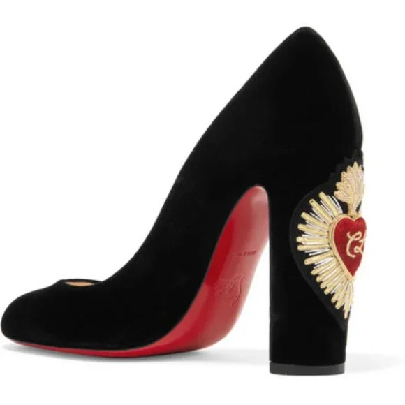 CHRISTIAN LOUBOUTIN CADRILLA CORAZON SIZE 37 WITH BOX! BLACK - Picture 2 of 10